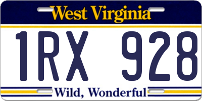 WV license plate 1RX928