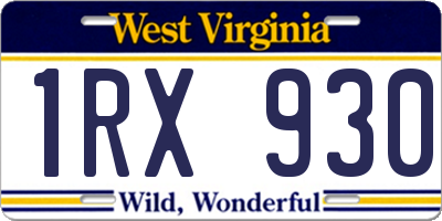 WV license plate 1RX930