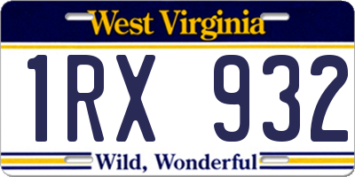 WV license plate 1RX932
