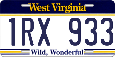 WV license plate 1RX933