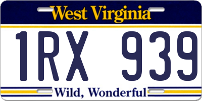 WV license plate 1RX939