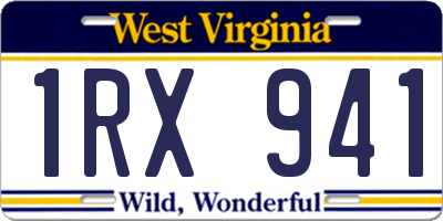 WV license plate 1RX941