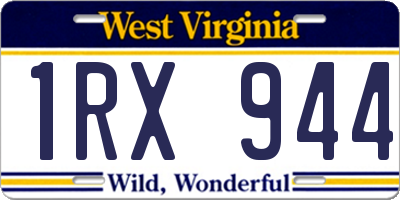WV license plate 1RX944