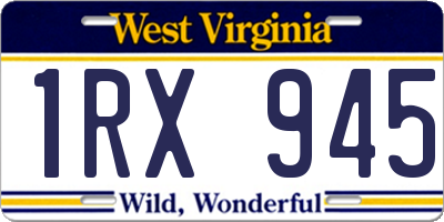 WV license plate 1RX945
