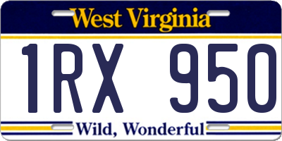 WV license plate 1RX950