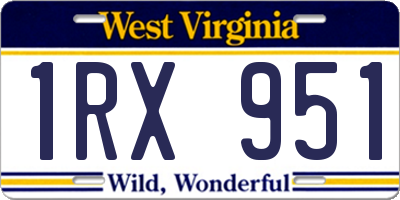WV license plate 1RX951