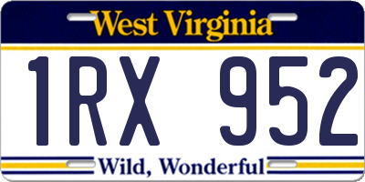 WV license plate 1RX952
