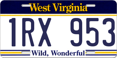 WV license plate 1RX953