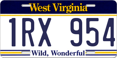 WV license plate 1RX954