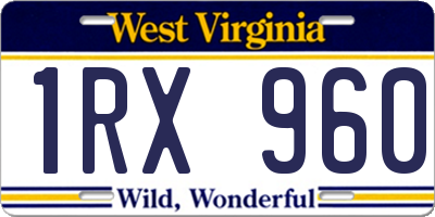 WV license plate 1RX960