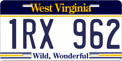 WV license plate 1RX962