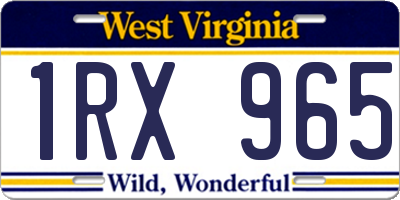 WV license plate 1RX965