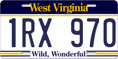 WV license plate 1RX970