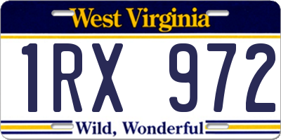 WV license plate 1RX972