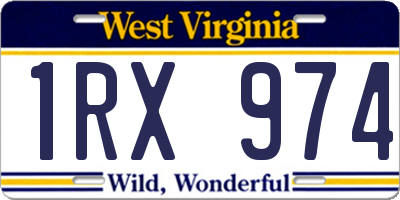 WV license plate 1RX974