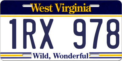 WV license plate 1RX978
