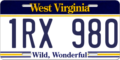 WV license plate 1RX980