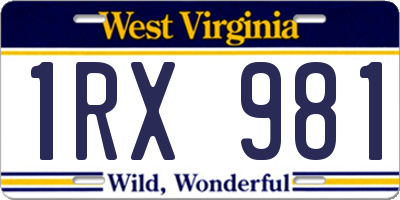 WV license plate 1RX981