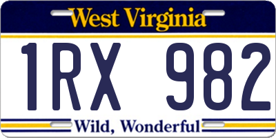 WV license plate 1RX982
