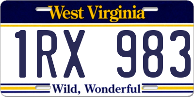 WV license plate 1RX983