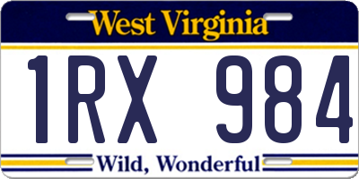 WV license plate 1RX984