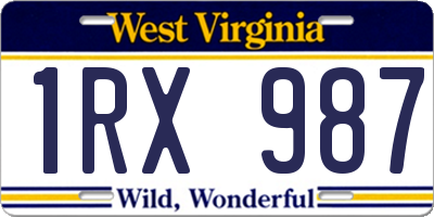 WV license plate 1RX987