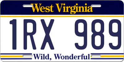 WV license plate 1RX989