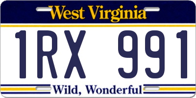 WV license plate 1RX991