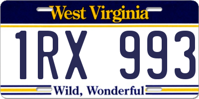 WV license plate 1RX993