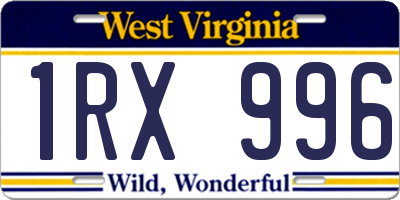 WV license plate 1RX996