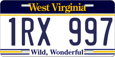 WV license plate 1RX997