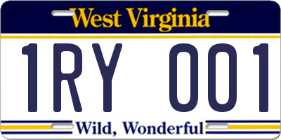 WV license plate 1RY001
