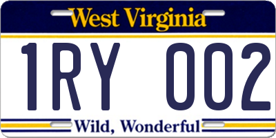 WV license plate 1RY002