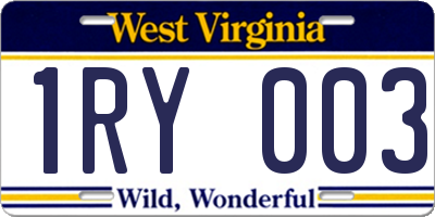 WV license plate 1RY003
