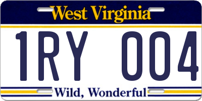 WV license plate 1RY004