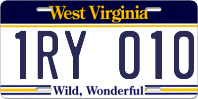 WV license plate 1RY010