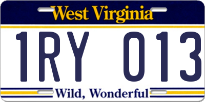 WV license plate 1RY013