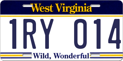 WV license plate 1RY014