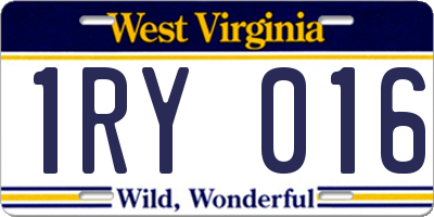 WV license plate 1RY016