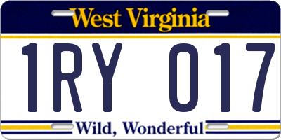 WV license plate 1RY017