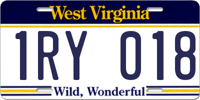 WV license plate 1RY018
