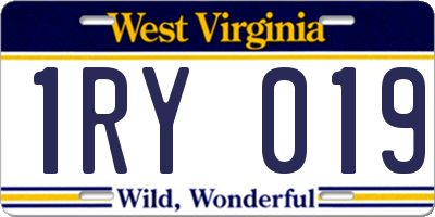 WV license plate 1RY019