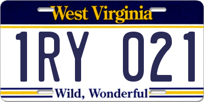 WV license plate 1RY021