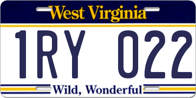 WV license plate 1RY022