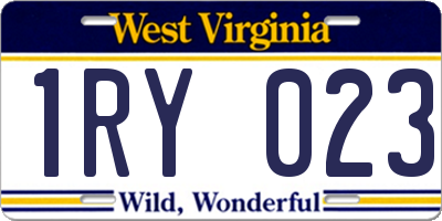WV license plate 1RY023