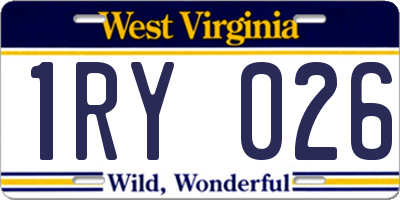 WV license plate 1RY026