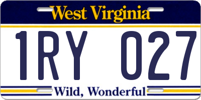 WV license plate 1RY027