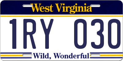 WV license plate 1RY030