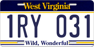 WV license plate 1RY031