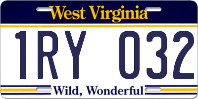 WV license plate 1RY032